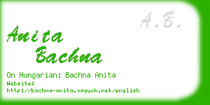 anita bachna business card